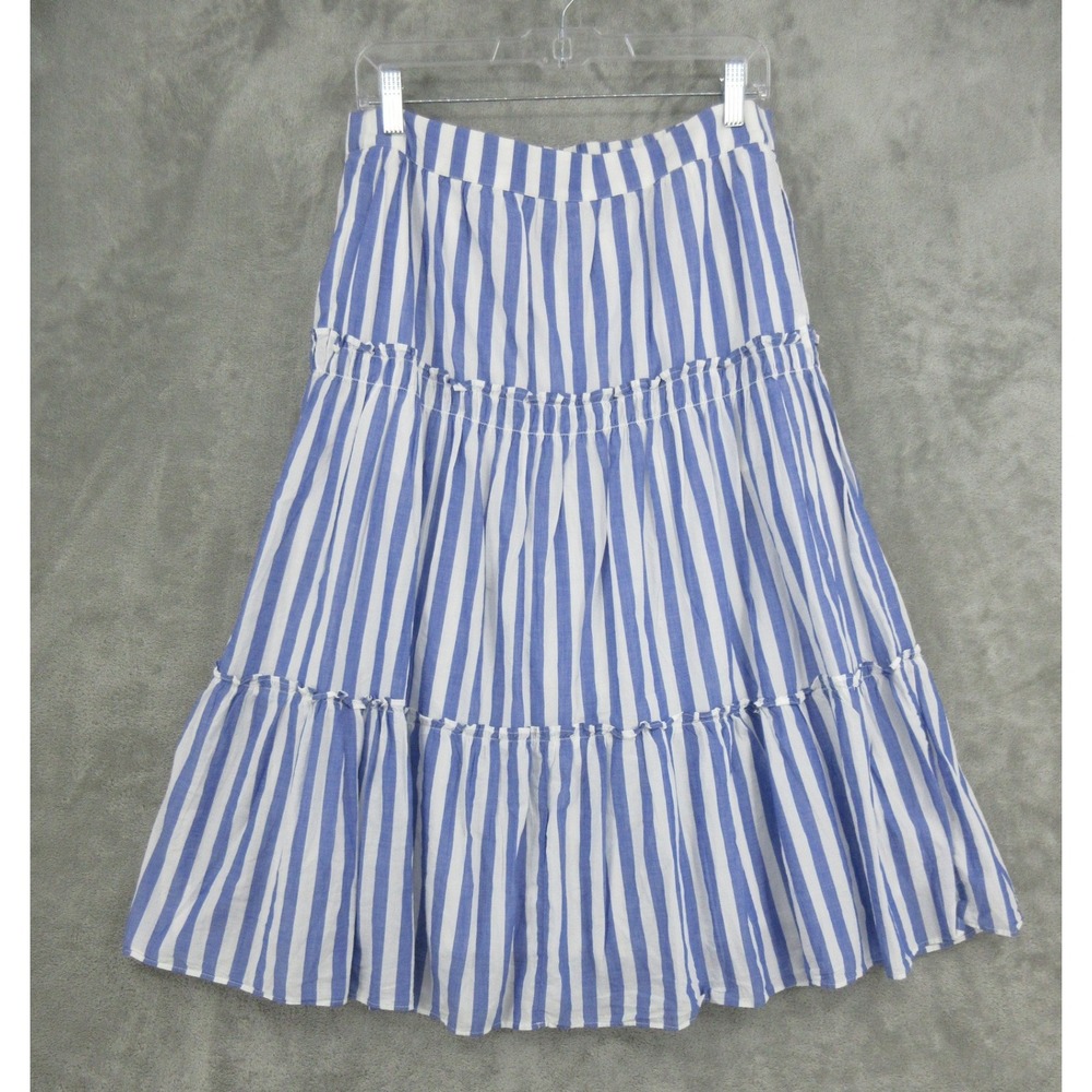 J Crew Skirt Womens Size S Striped Tiered Midi Nautical Pockets Boho Coastal